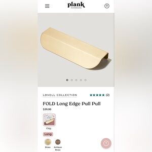 Brass FOLD Edge Pull Handle